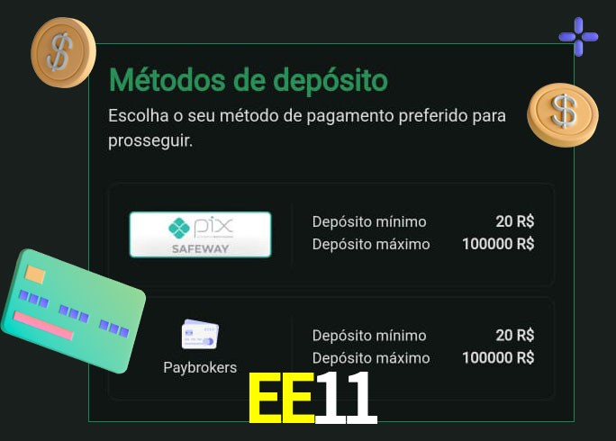 O cassino EE11 oferece uma grande variedade de métodos de pagamento